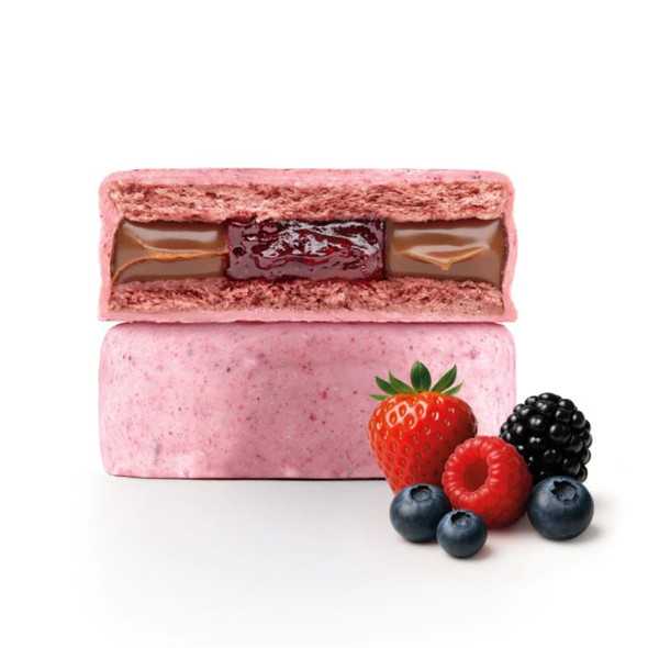 Lucciano’s Alfajores Red Berries white chocolate coating flavored with freeze-dried fruits, 480 g / 16.93 oz (Box of 6)