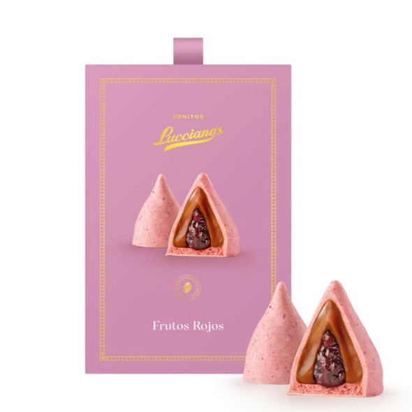 Lucciano's Conitos Red Berries white chocolate coating flavored with freeze-dried fruits (box of 6 conitos)