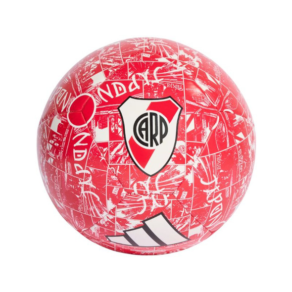 Adidas River Plate Red Soccer Ball with Club Crest Graphic Design (deflated)