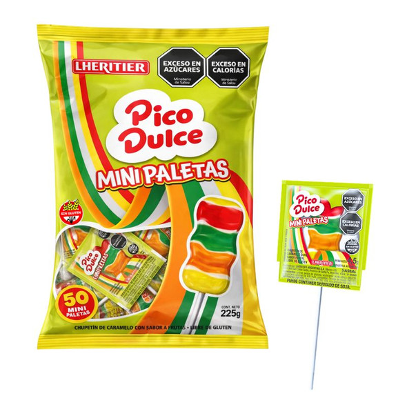 Lheritier Pico Dulce Mini Paletas Lollipops, 225 g / 7.93 oz (50 units)