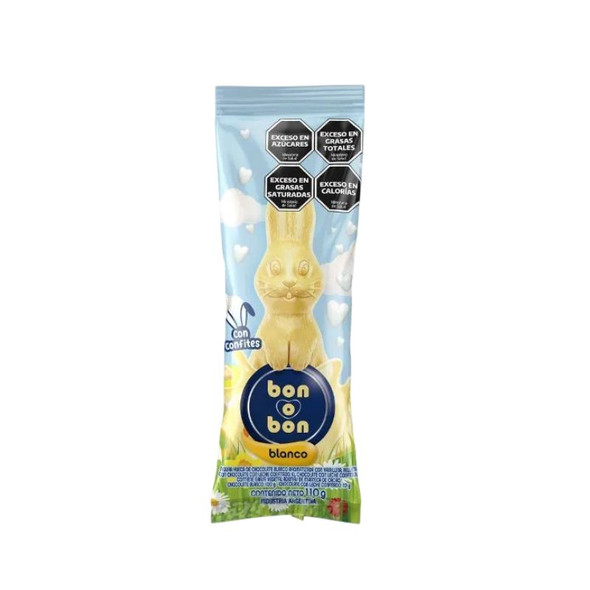 Bon o Bon White Chocolate Easter Bunny with Candy Confetti, 110 g / 3.88 oz