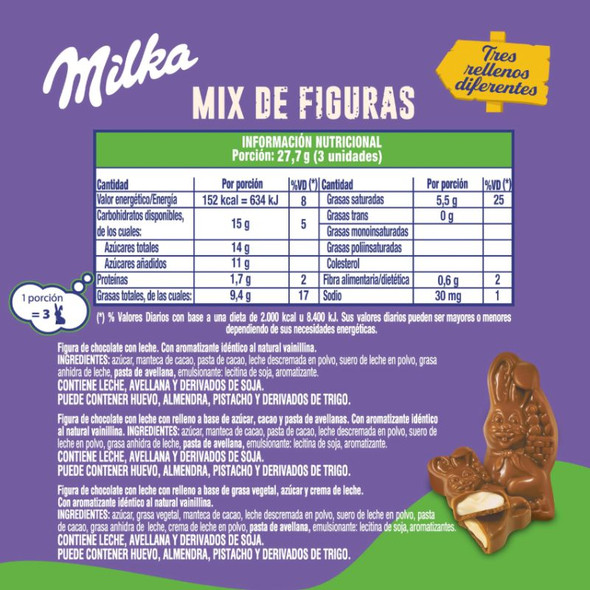 Milka Mix de Figuras Filled Milk Chocolate Easter Bunnies Assorted Cream Fillings, 120 g / 4.23 oz