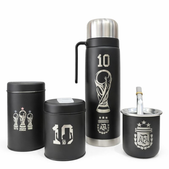 AFA Argentina World Cup 3 Stars Mate Set with Thermos, Stainless Steel Personalized Mate & Accessories
