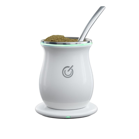 Mate Eléctrico Keeps Warm Con Base Inductiva Electric Stainless Steel Mate USB Connection Cordless Mate With Inductive Base Straw Included Cell Phone Charger Base & Yerba Bowl Packaging Yerbero 