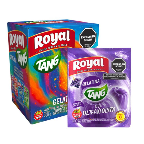 Royal Gelatin Tang Grape Ultravioleta Powder Dessert Mix, 200 g / 7.05 oz (Box of 8)