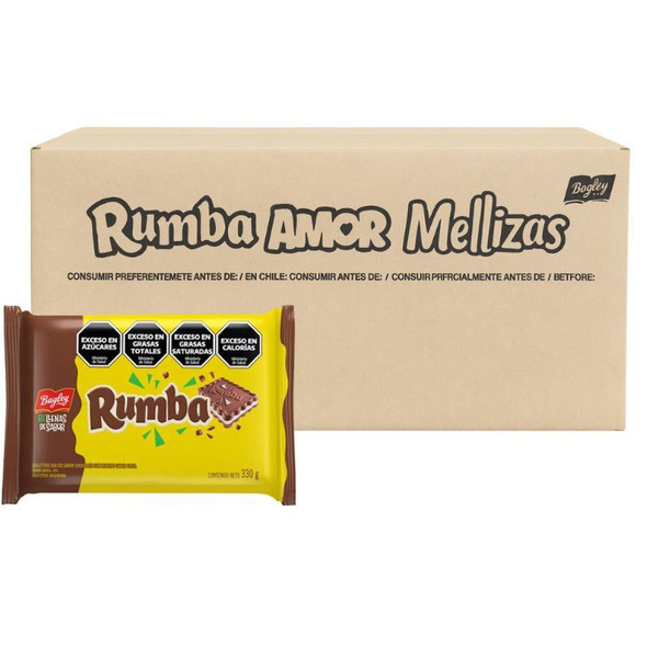 Rumba Sandwich Cookies with Chocolate and Coconut Cream Original Flavor Tripack Wholesale Bulk Box, 330 g / 11.6 oz (box of 12)