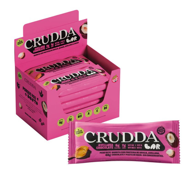 Crudda Hazelnut Chocolate Protein Bars, 400 g / 14.11 oz (box of 10)