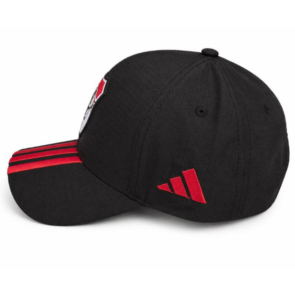 Adidas River Plate Adjustable Strapback Cap Black with Red Embroidered Stripes