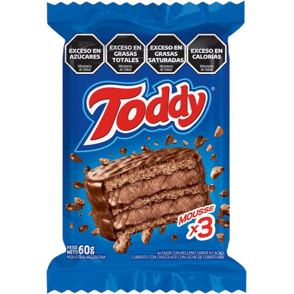 Toddy Triple Mousse Chocolate Alfajor, 60 g / 2.12 oz (pack of 6)
