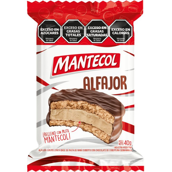 Mantecol Alfajor with Peanut Paste Filling & Dark Chocolate Wholesale Bulk Box, 40 g / 1.41 oz ea (24 count per box)