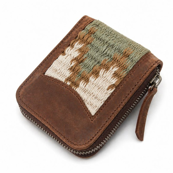 Espacio Alazán Tacuara Leather Wallet Pocket Size Handmade with Woven Detail