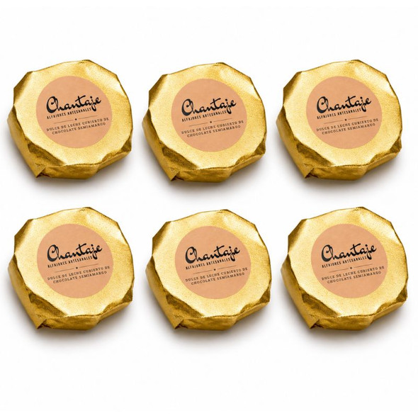 Chantaje Alfajor Artesanal Dulce de Leche Semi Dark Chocolate Coated, 660 g / 23.28 oz (pack of 6)