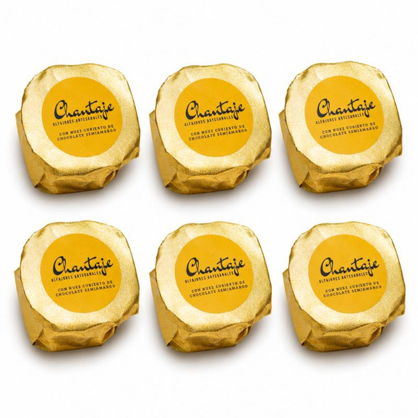 Chantaje Alfajor Artesanal Dulce de Leche & Walnut Semi Dark Chocolate Coated, 660 g / 23.28 oz (pack of 6)