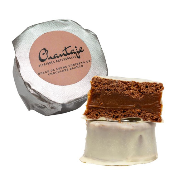 Chantaje Alfajor Artesanal Dulce de Leche White Chocolate Coated, 660 g / 23.28 oz (pack of 6)