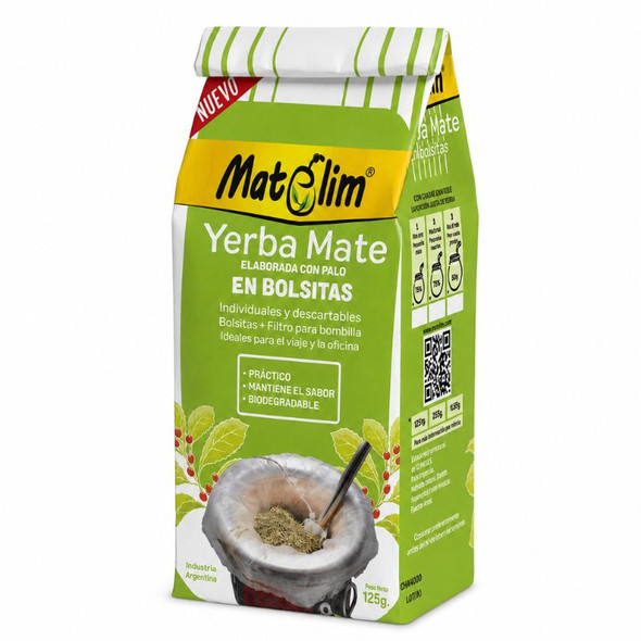 Travel-Friendly Yerba Mate Bags - Individually Wrapped, Dosed, Compostable, 125 g / 4.4 oz (pack of 6)