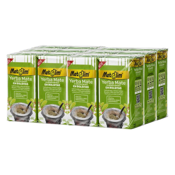 Matelim Travel-Friendly Yerba Mate Bags - Individually Wrapped, Dosed, Compostable, 500 g / 1.1 lb (pack of 12)