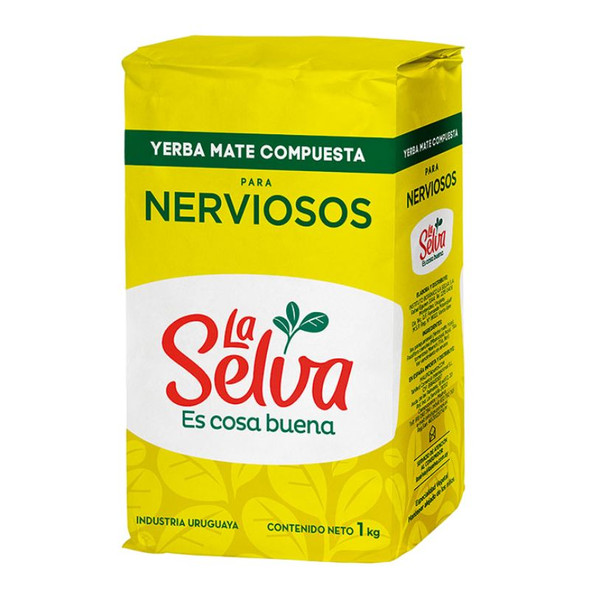 La Selva Nerviosos Herbal Yerba Mate Blend from Uruguay, 1 kg / 2.2 lb