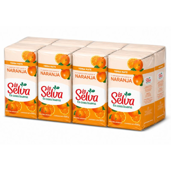 La Selva Orange Flavored Yerba Mate from Uruguay, 500 g / 1.1 lb (pack of 8)