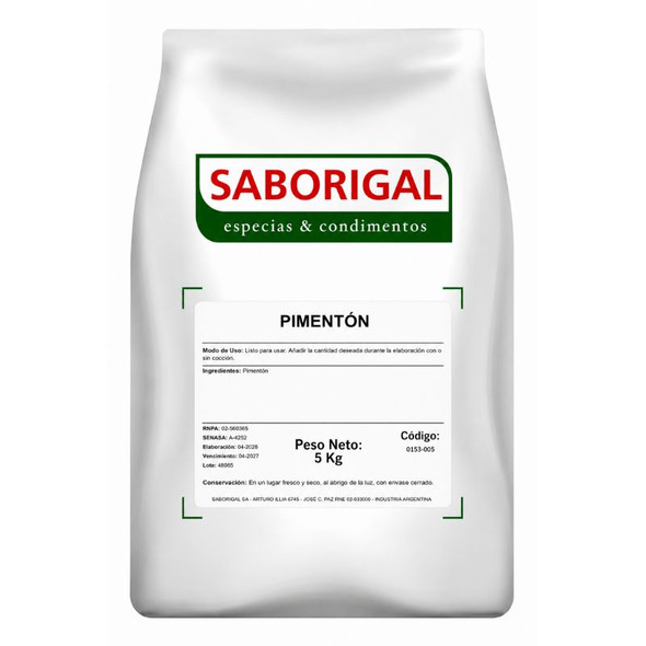 Saborigal Especias y Condimentos Paprika Powder Pimentón, 5 kg / 11.02 lb