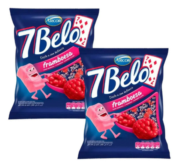 Arcor 7 Belo Raspberry Flavored Candies from Brazil, 500 g / 17.6 oz Bags (pack of 2)