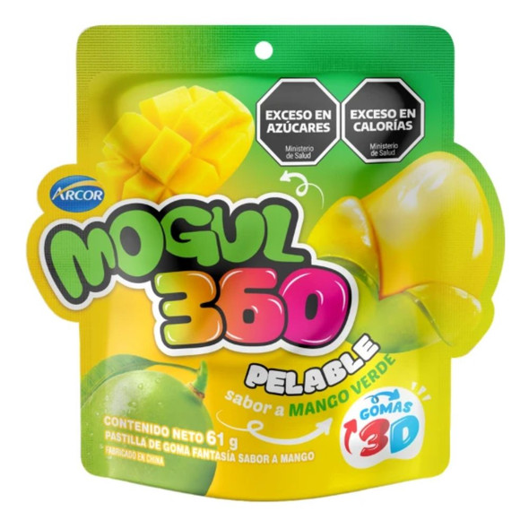 Arcor Mogul 360 Peelable Green Mango Gummy Candy, 26 g / 0.92 oz (pack of 3)