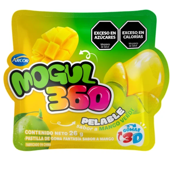 Arcor Mogul 360 Peelable Green Mango Gummy Candy, 26 g / 0.92 oz (pack of 3)