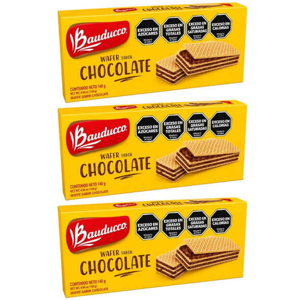 Bauducco Chocolate Wafer Cookies, 140 g / 4.93 oz ea (pack of 3)