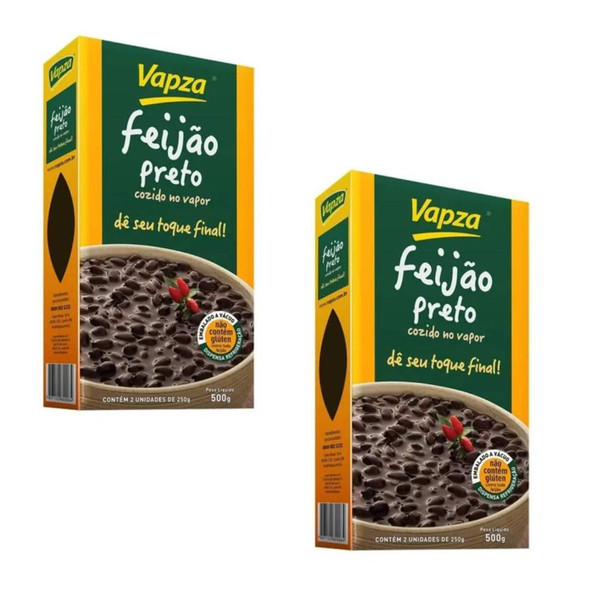 Vapza Steamed Black Beans from Brazil, 500 g / 17.6 oz Bags (pack of 2)