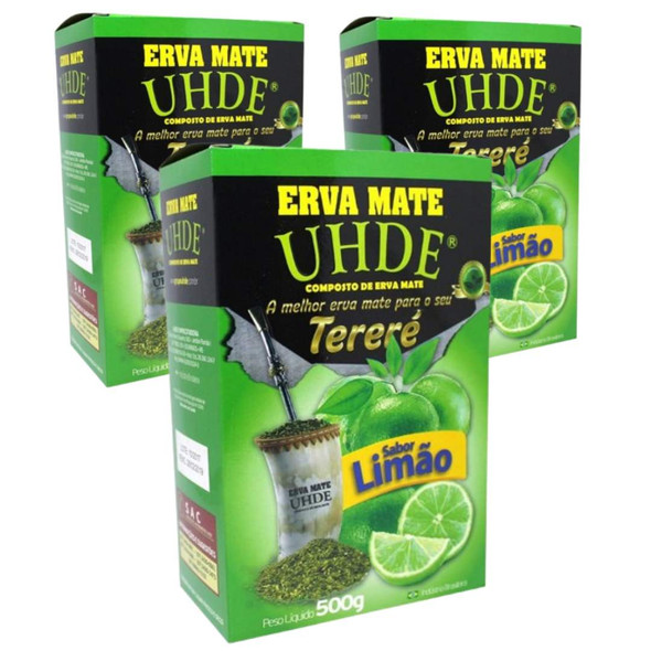 UHDE Sugar Free Lemon Tereré Erva-Mate Refreshing & Natural, 500 g / 17.63 oz (pack of 3)