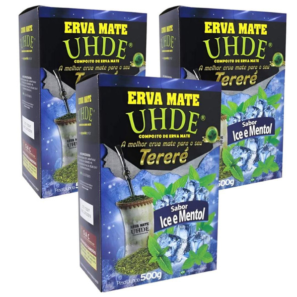 UHDE Ice Mentol Tereré Erva-Mate Refreshing & Natural, 500 g / 17.63 oz (pack of 3)