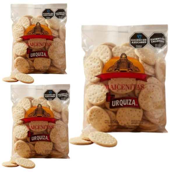 Urquiza Maicenitas Shortbread Cookies with Dulce de Leche, 150 g / 5.29 oz (pack of 3)