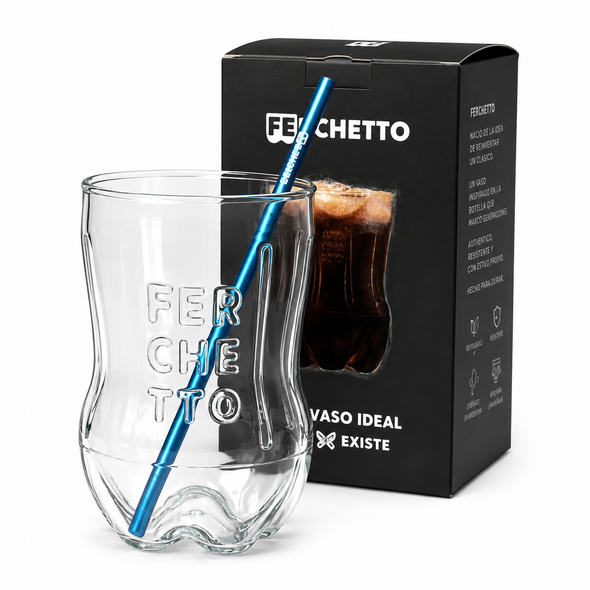 Ferchetto Fernetero Kit with Fernet Cup, Steel Straw & Coaster Gift Box, 500 ml / 16.9 fl oz