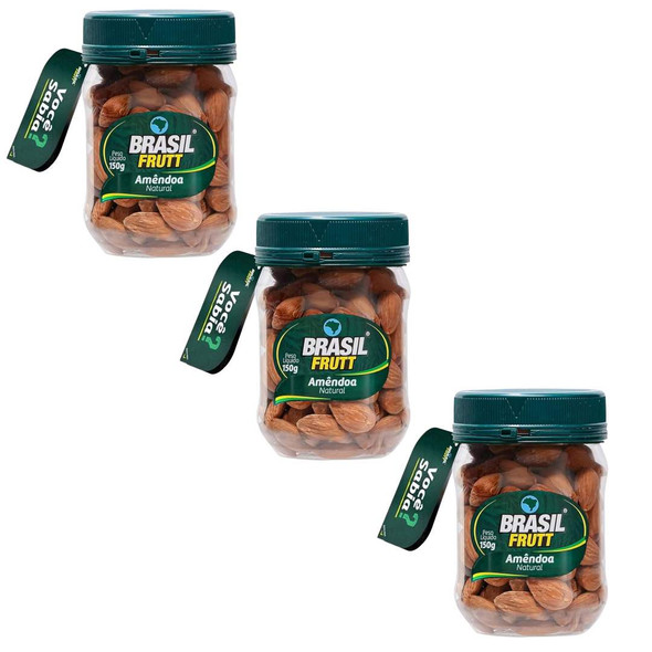 Brasil Frutt Natural Almonds, 150 g / 5.29 oz (pack of 3)