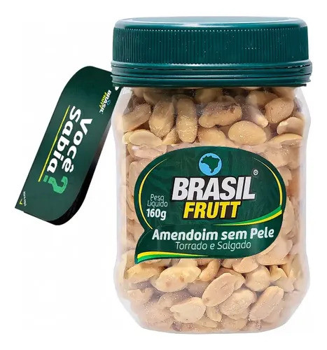 Brasil Frutt Amendoim sem Pele - Skinless Peanuts, 160 g / 5.64 oz (pack of 3)