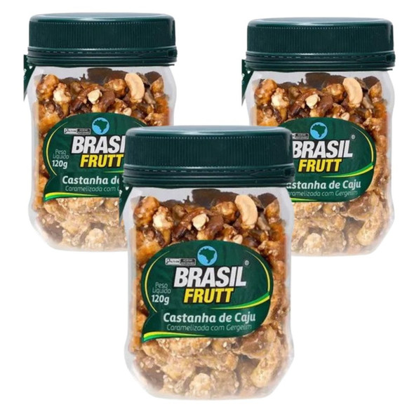Brasil Frutt Castanha de Caju Caramelizada - Caramelized Cashews, 120 g / 4.23 oz (Pack of 3)