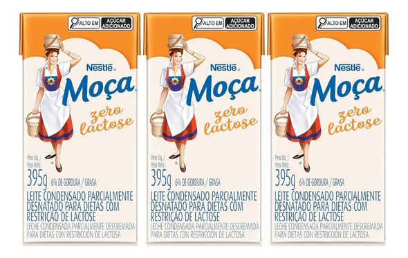 Nestlé Moça Zero Lactose Reduced-Fat Sweetened Condensed Milk, 395 g / 13.93 oz (pack of 3)