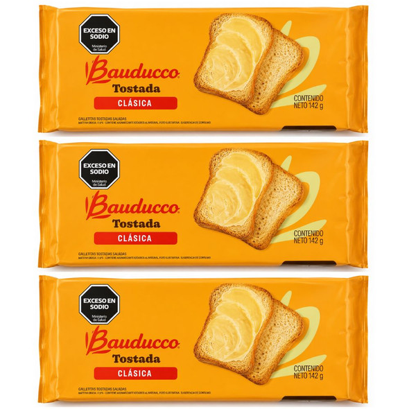 Bauducco Classic Toasted Rusks Crispy Toasts for Breakfast & Snacks, 142 g / 5.01 oz (pack of 3)