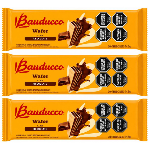 Bauducco Chocolate Wafer Cookies Filled with Chocolate Cream, 78 g / 2.75 oz (pack of 3)