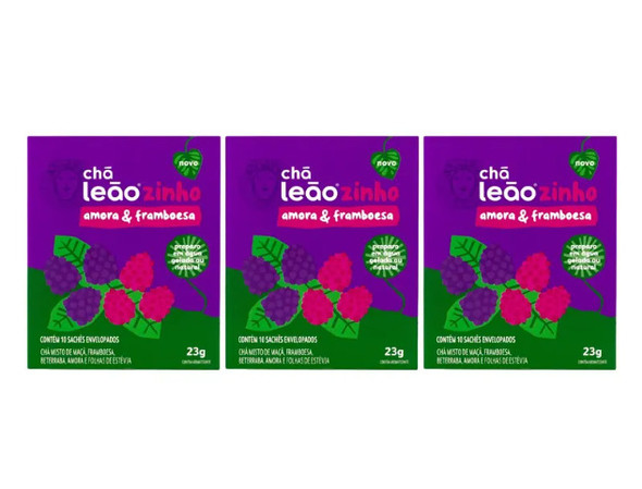 Cha Leaozinho Iced Tea Blackberry & Raspberry, 10 Tea Bags (pack of 3)