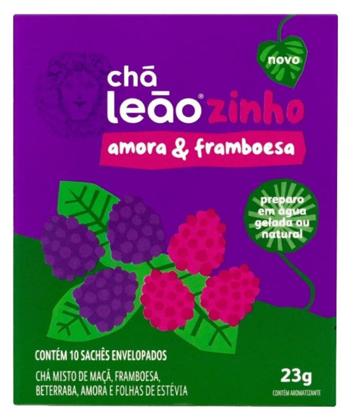 Cha Leaozinho Iced Tea Blackberry & Raspberry, 10 Tea Bags (pack of 3)