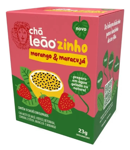 Cha Leaozinho Iced Tea Strawberry & Passion Fruit, 10 Tea Bags (pack of 3)