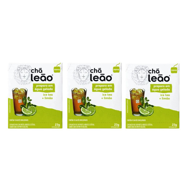 Cha Leao Ice Tea Lemon Cold Brew, 10 Tea Bags (pack of 3)