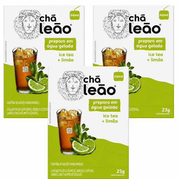 Cha Leao Ice Tea Lemon Cold Brew, 10 Tea Bags (pack of 3)