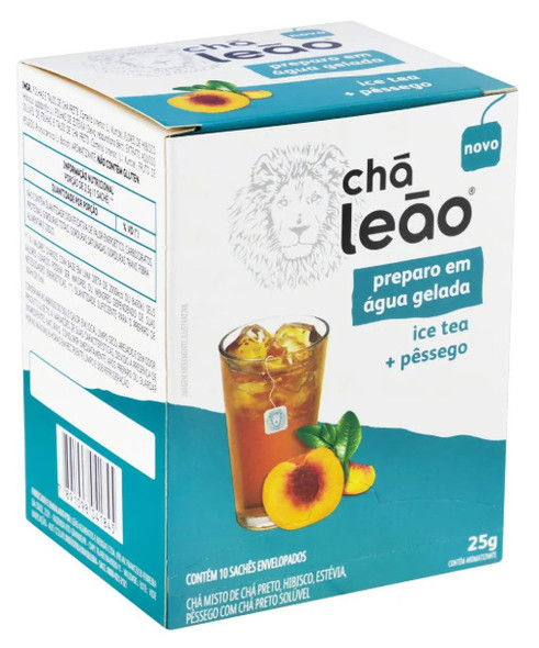 Cha Leao Ice Tea Peach Cold Brew, 10 Tea Bags (pack of 3)