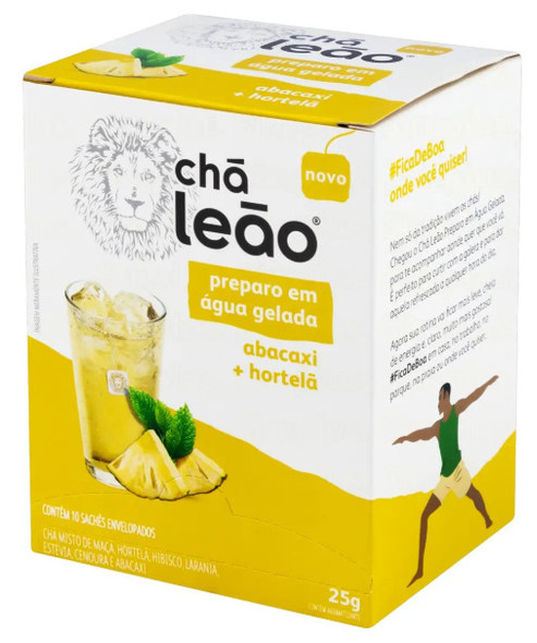 Cha Leao Cold Brew Tea Pineapple & Mint, 10 Tea Bags (pack of 3)