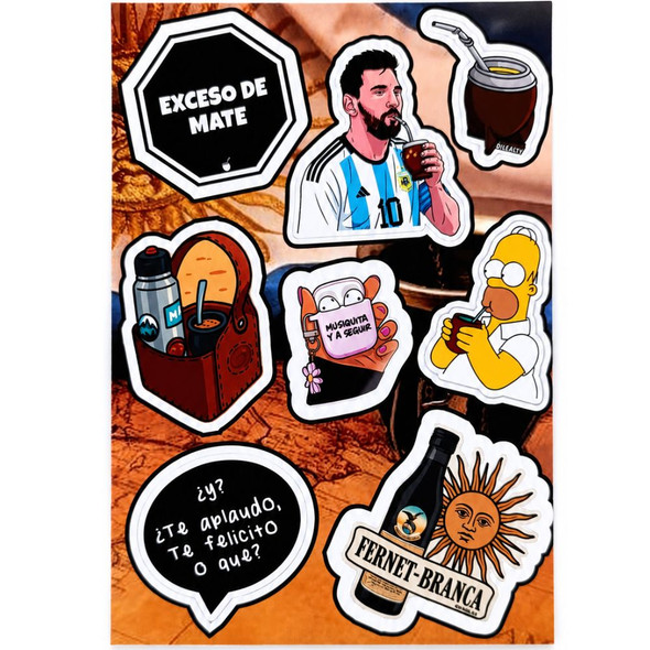 Argentina Culture Vinyl Sticker Sheet with Mate, Football & Messi Designs