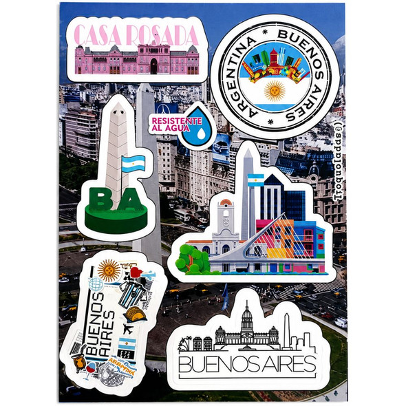 Buenos Aires Landmarks Vinyl Sticker Pack with Iconic Argentina City Designs