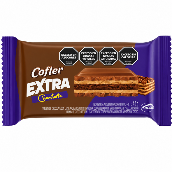 Cofler Extra Chocotorta Filled Milk Chocolate Bar with Cookie Layers, 46 g / 1.62 oz (Pack of 3)