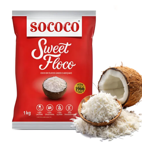 Sococo Sweet Flaked Coconut, 100 g / 3.53 oz (pack of 3)