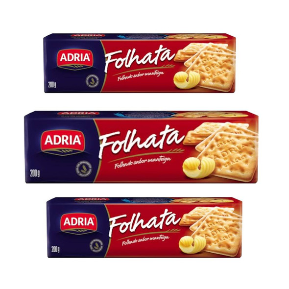 Adria Folhata Cracker Biscuits, 200 g / 7.05 oz (pack of 3)